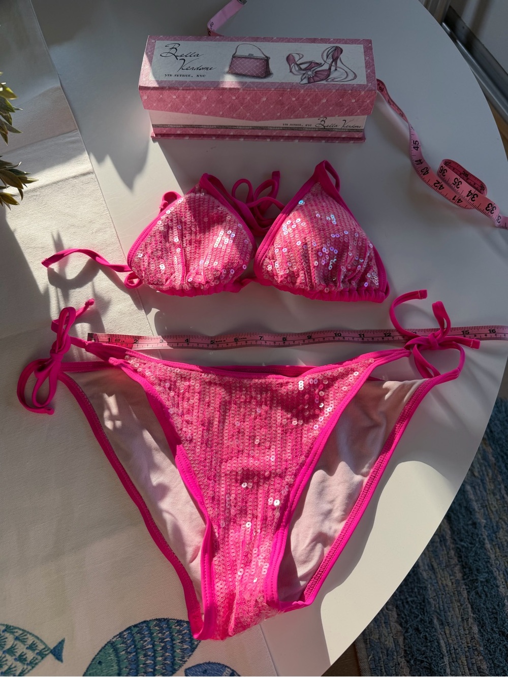 Barbie Pink Sequin String Bikini — Size Medium